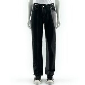 Feng Chen Wang XS Black Paneled Jeans Two-Tone Gray Contrast - See Measurements
